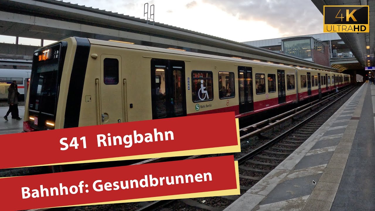 (4K) S41 Ringbahn Einfahrt S-Bahn Berlin Gesundbrunnen