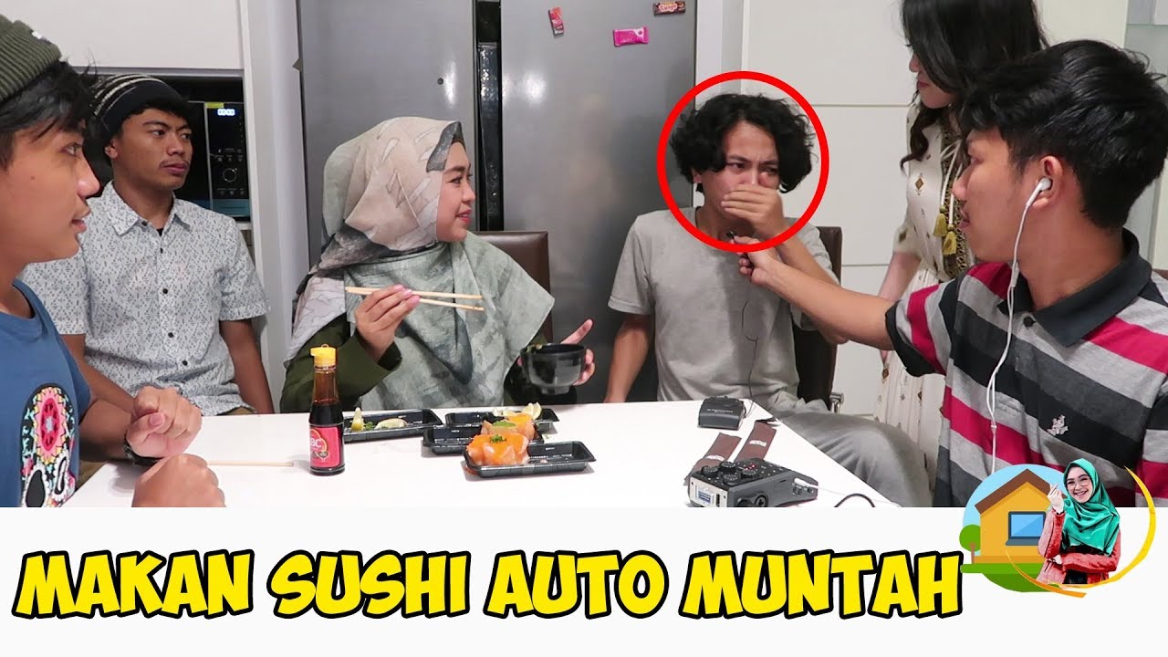 CHALLENGE MAKAN SUSHI SAMPAI MUNTAH. Auto Pakein Lipstik Sama Indy😅