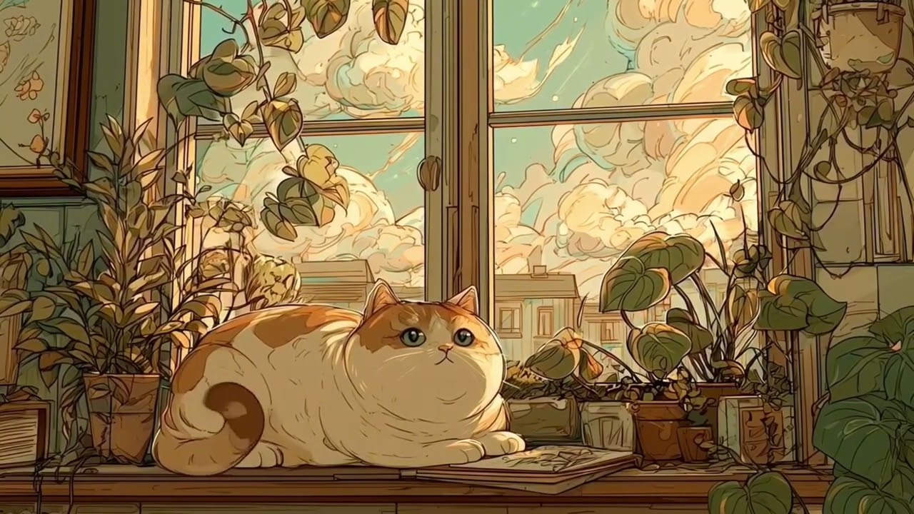 cozy cat lo-fi for focus & relaxation 🐱 soft beats by the window