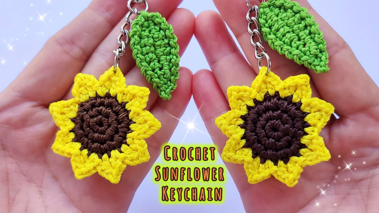 Cara Membuat Gantungan Kunci Bunga Matahari Rajut 🌻|| Crochet Sunflower Keychain 🌻