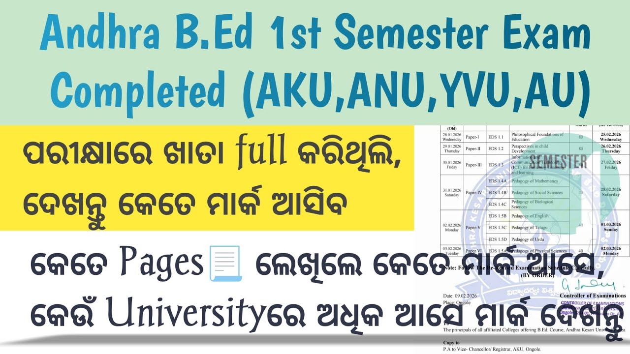 Andhra B.Ed 1st Semester Exam Completed | Marks Analysis For Andhra B.Ed 1st semester Students 