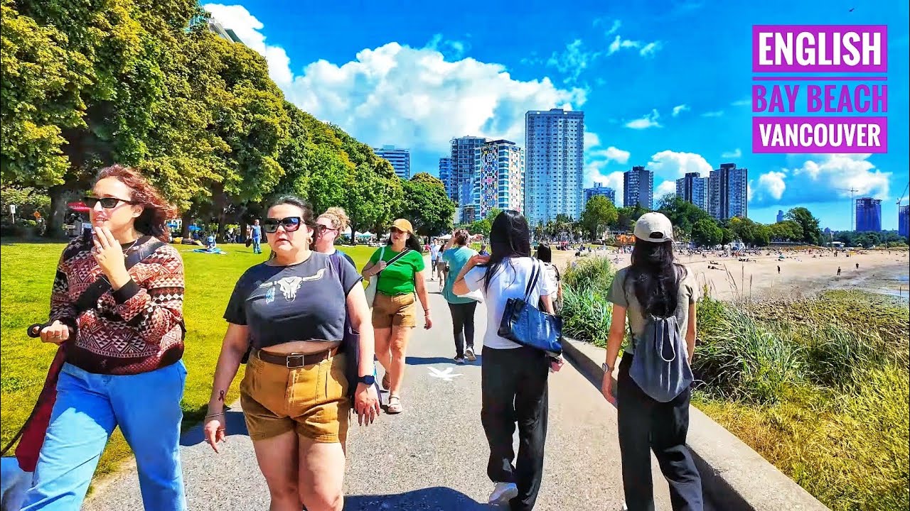 Vancouver Walk 🇨🇦 - English Bay Beach & Denman Village (Narrated)