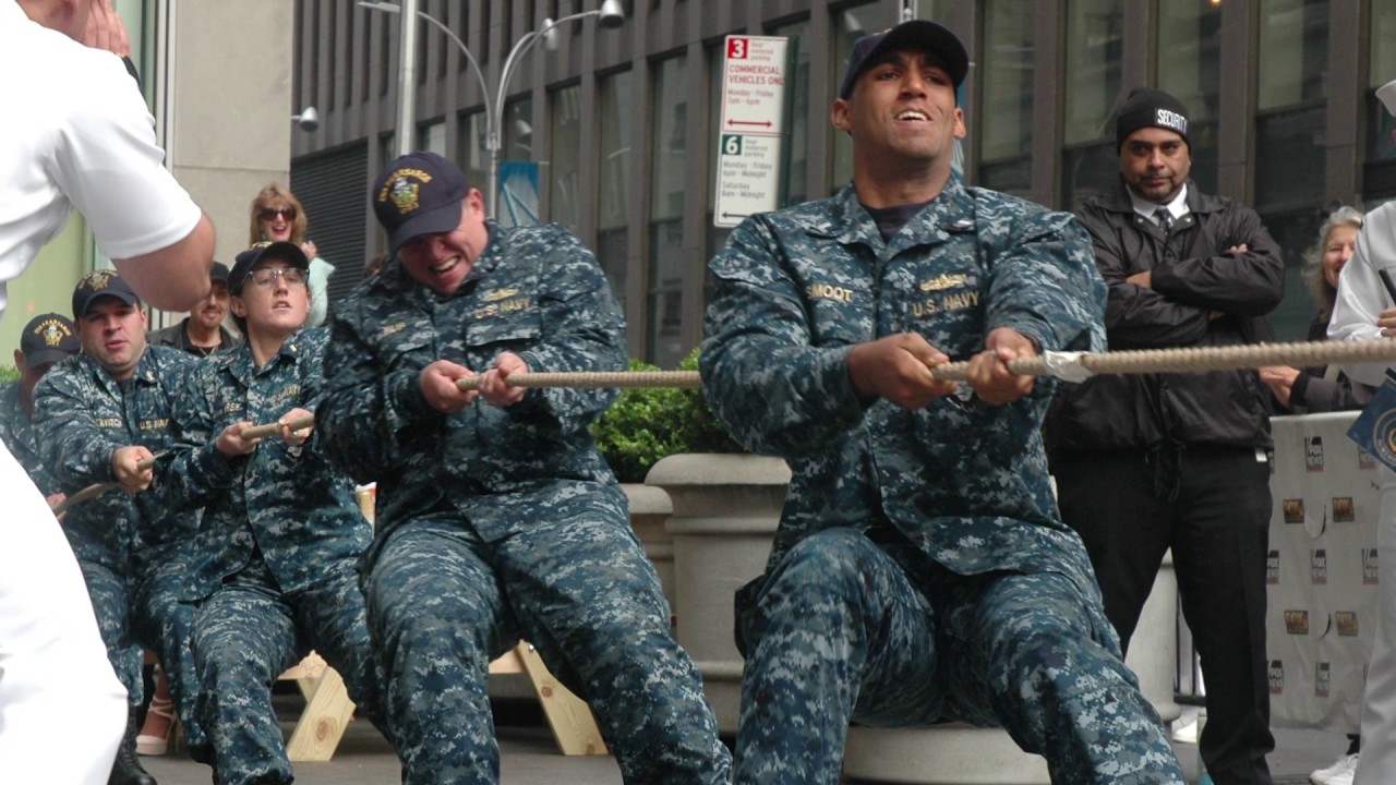 Navy wins annual Navy/Marine tug-of-war challenge during Fleet Week New York