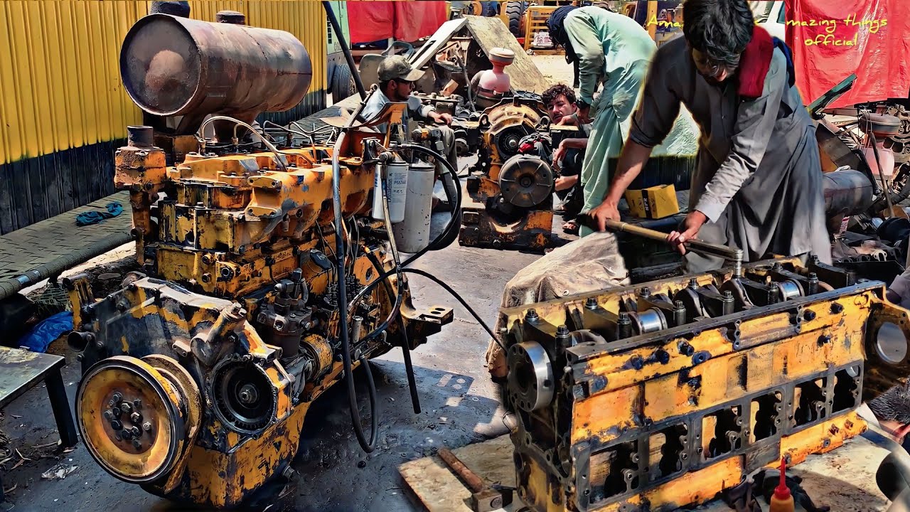 How Mechanic Rebuild KOMATSU GD 605 A Grader 145 hp (108 kw) Engine After Crankshaft Failure