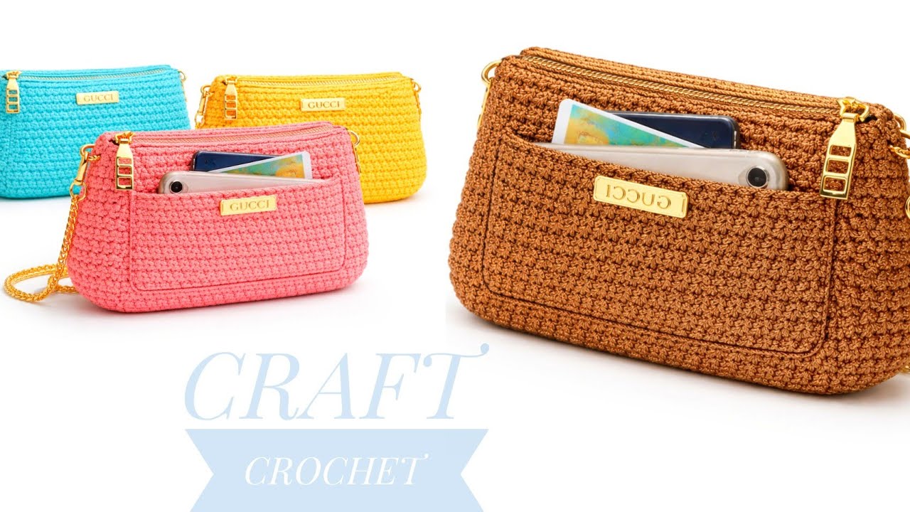 شنطه كروشيه بجيب امامي موديل سهل وبسيط bag crochet 