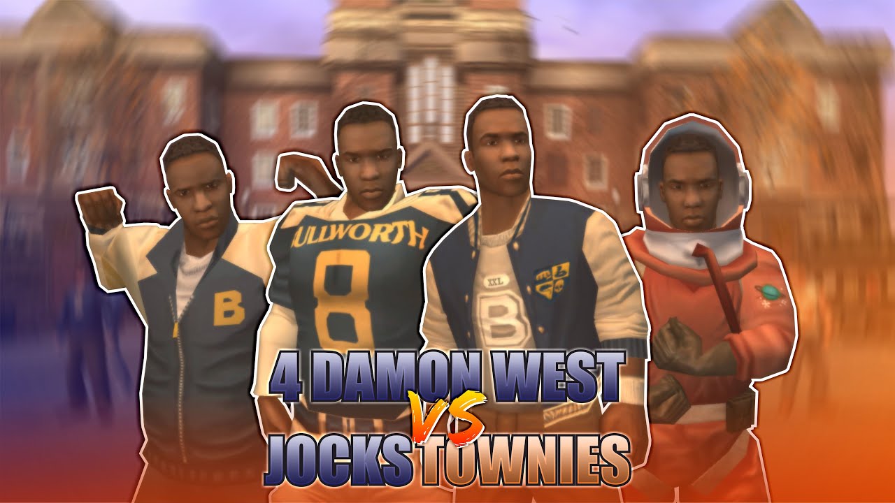 BULLY SE : 4x Damon West (500 HP + 50 Block) vs Jocks (with Mascot) & All Townies Full HD