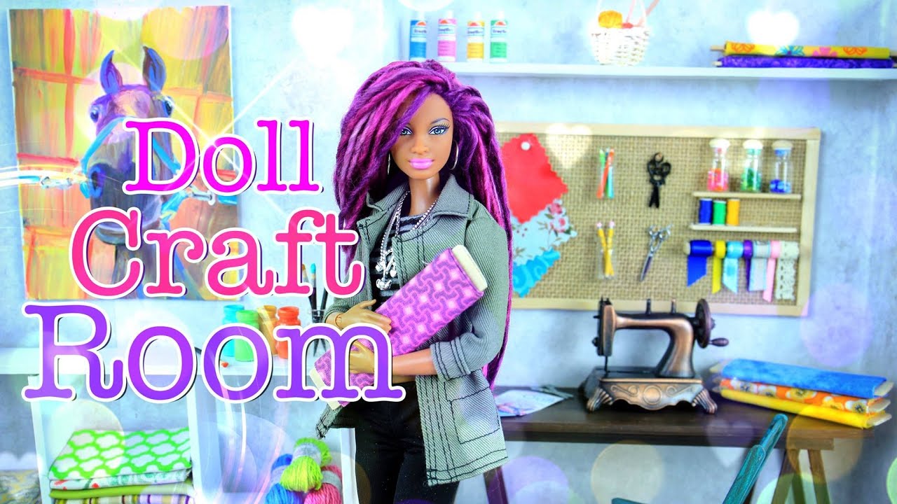 DIY - How to Make:  Doll Room in a Box: Craft Room - Handmade - Crafts- 4K
