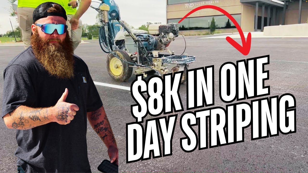 HOW TO MAKE $8,000 IN ONE DAY PARKING LOT STRIPING! PARKING LOT STRIPING