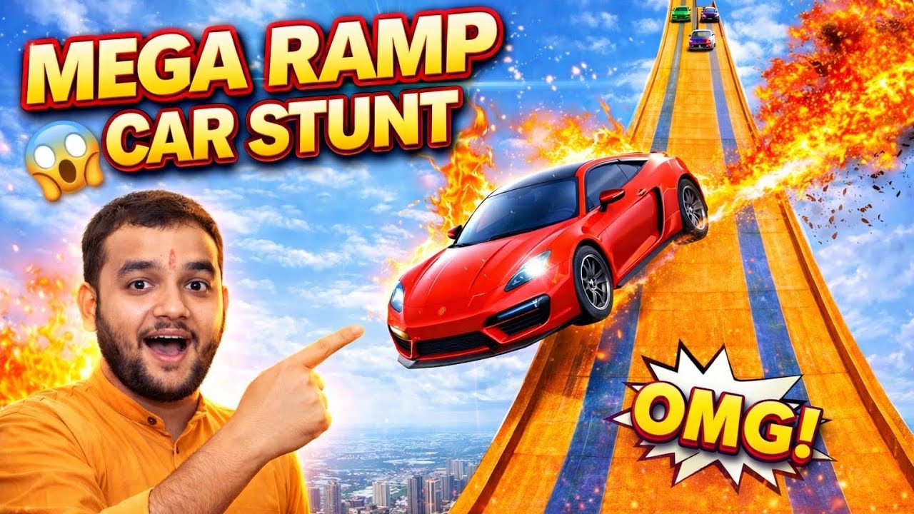 Mega Ramp Car Stunt 🔥 Extreme Car Jumping & Crazy Crashes | Car Stunt Game