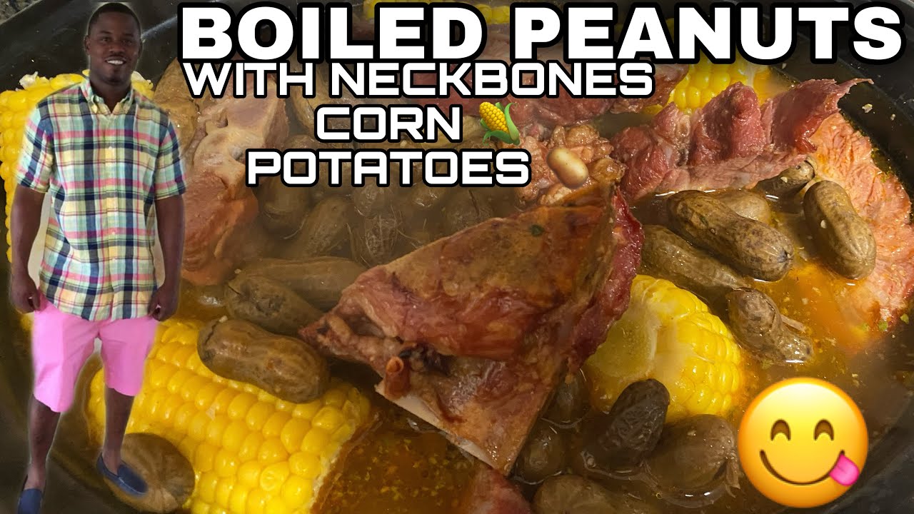 COOKING WITH WOOD: HOW TO MAKE BOILED PEANUTS 🥜 WITH CORN 🌽 POTATOES 🥔 AND NECKBONES 😋😋😋