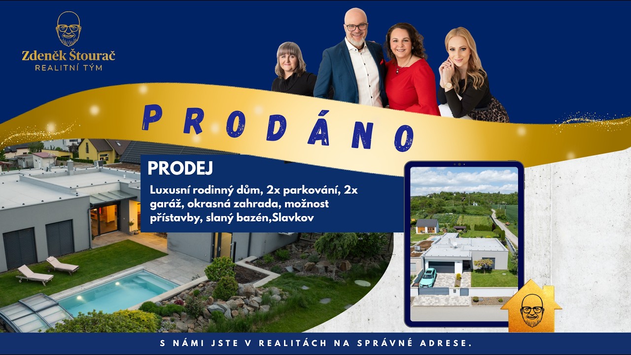REZERAVCE Luxusní rodinný dům, dvougaráž, 2 parkovací místa, okrasná zahrada, bazén -Zdeněk Štourač