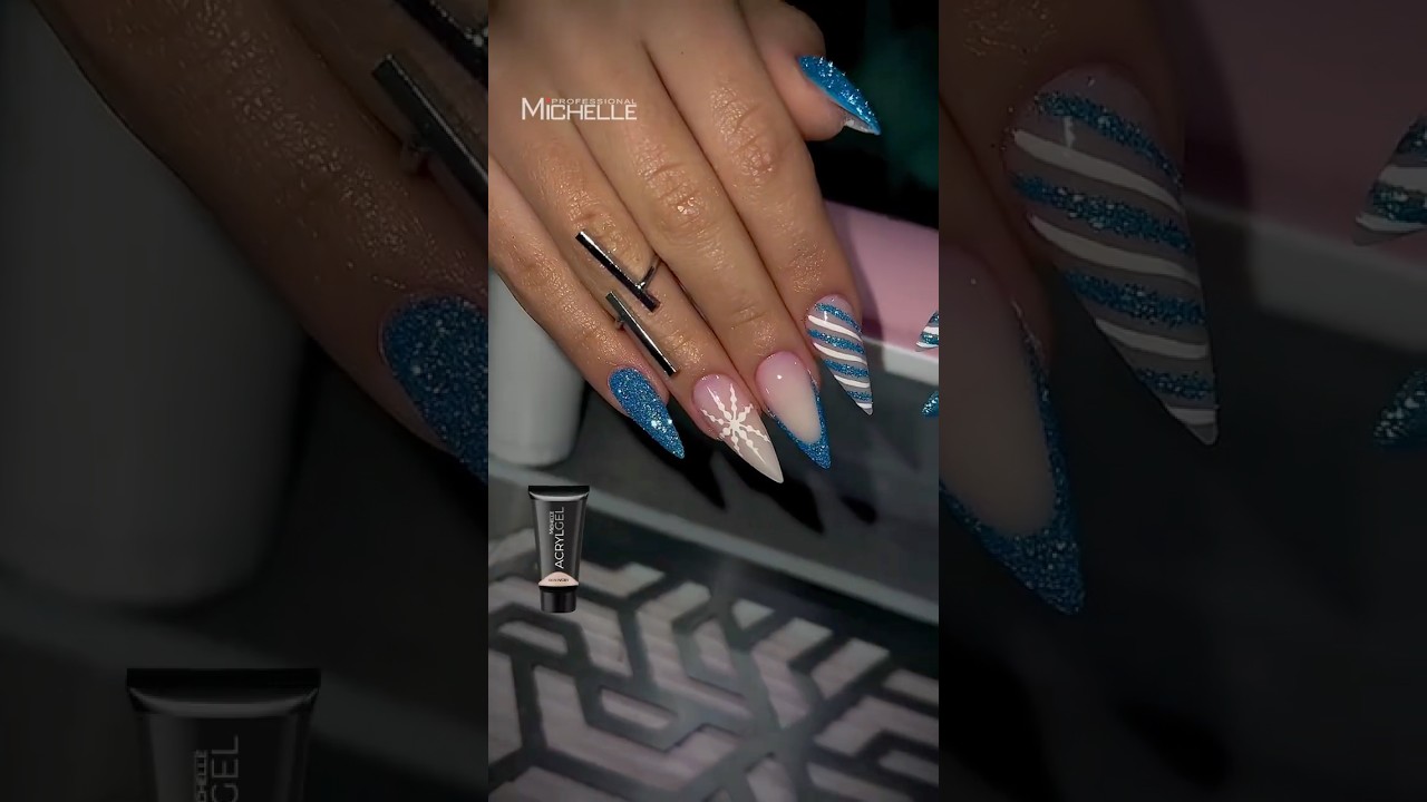💙 Unghie natalizie in Acrylgel e glitter blue electric 💙  