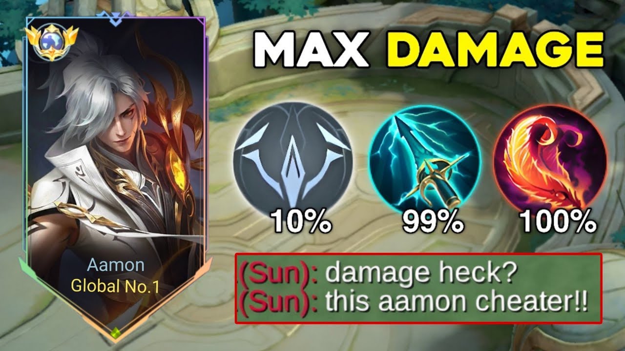 WHEN GLOBAL AAMON ABUSE THIS MAX DAMAGE EMBLEM AND BUILD IN HIGH RANKED GAME!! (must try)