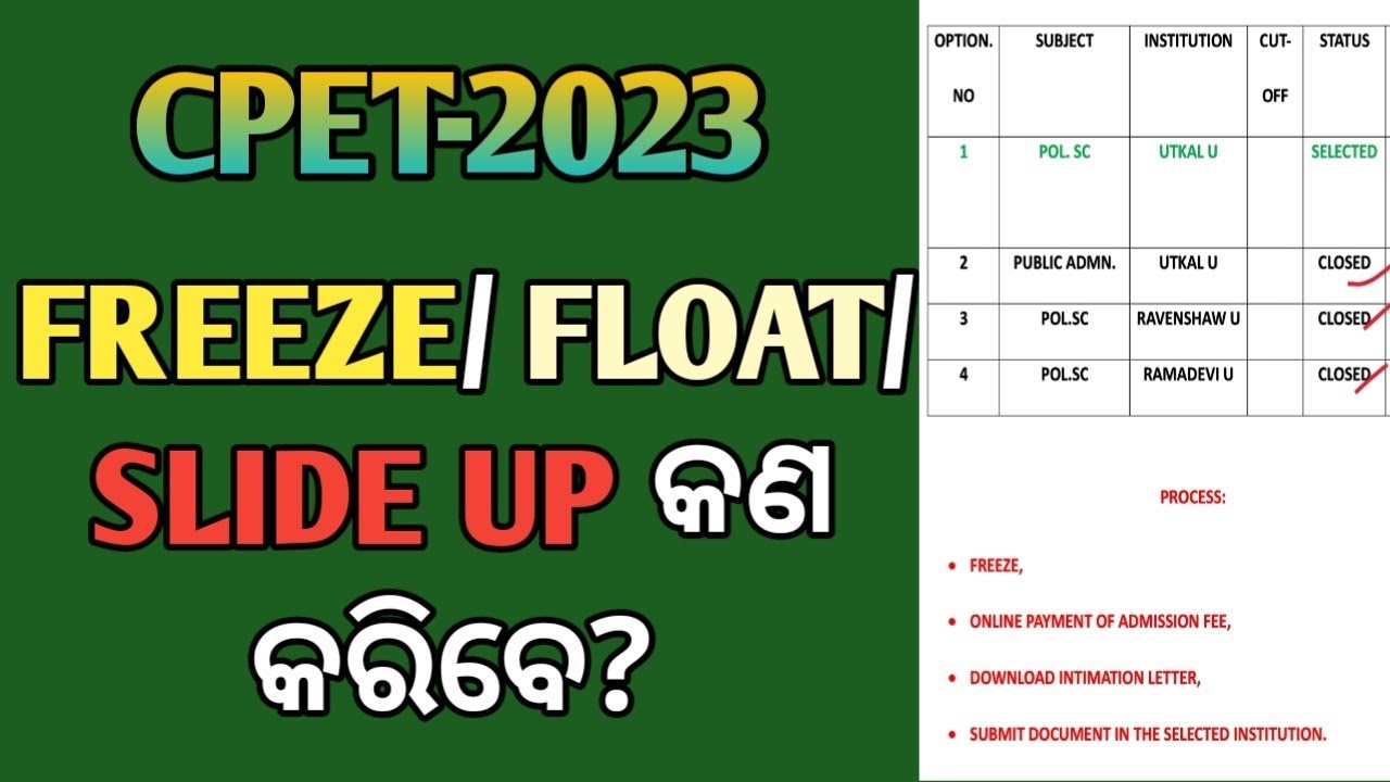 FREEZE/FLOAT/SLIDE UP//CPET-2023 ADMISSION