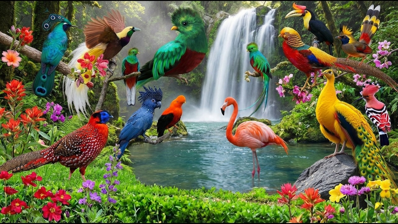 Jungle Bird Sounds | Sleep, Relax & Meditate🦚🦩🦜🍁🍃🌺#AnxietyRelief #BirdLife #WildBirds JungleBirds