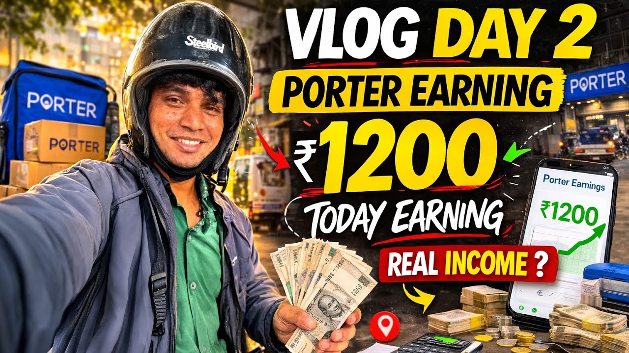 Vlog Day 2 | Porter Earning | Today Earning ₹1200 | Real Income ? @kuldeepcreatorr 