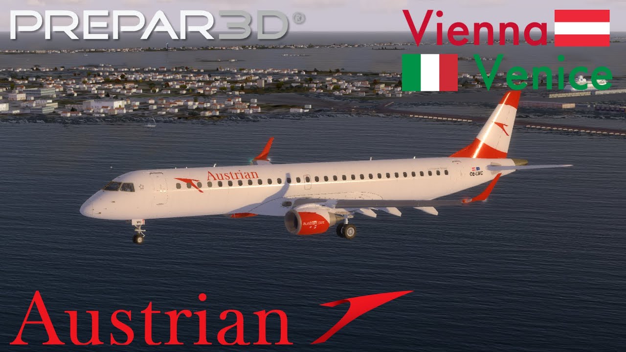 [P3D] Incredible Sunset Approach! Vienna to Venice - Austrian E195