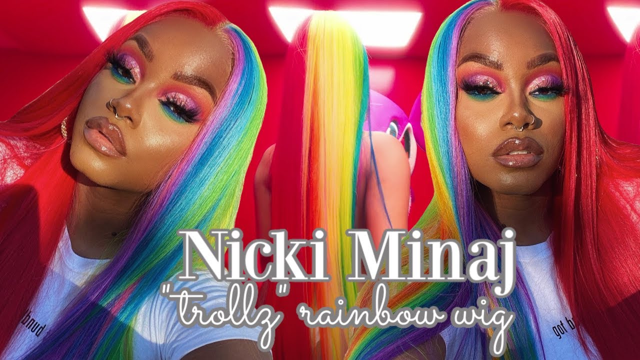 BYE 6ix9ine...Recreating Nicki Minaj “Trollz” rainbow wig | Laurasia Andrea | Shambrey Hair