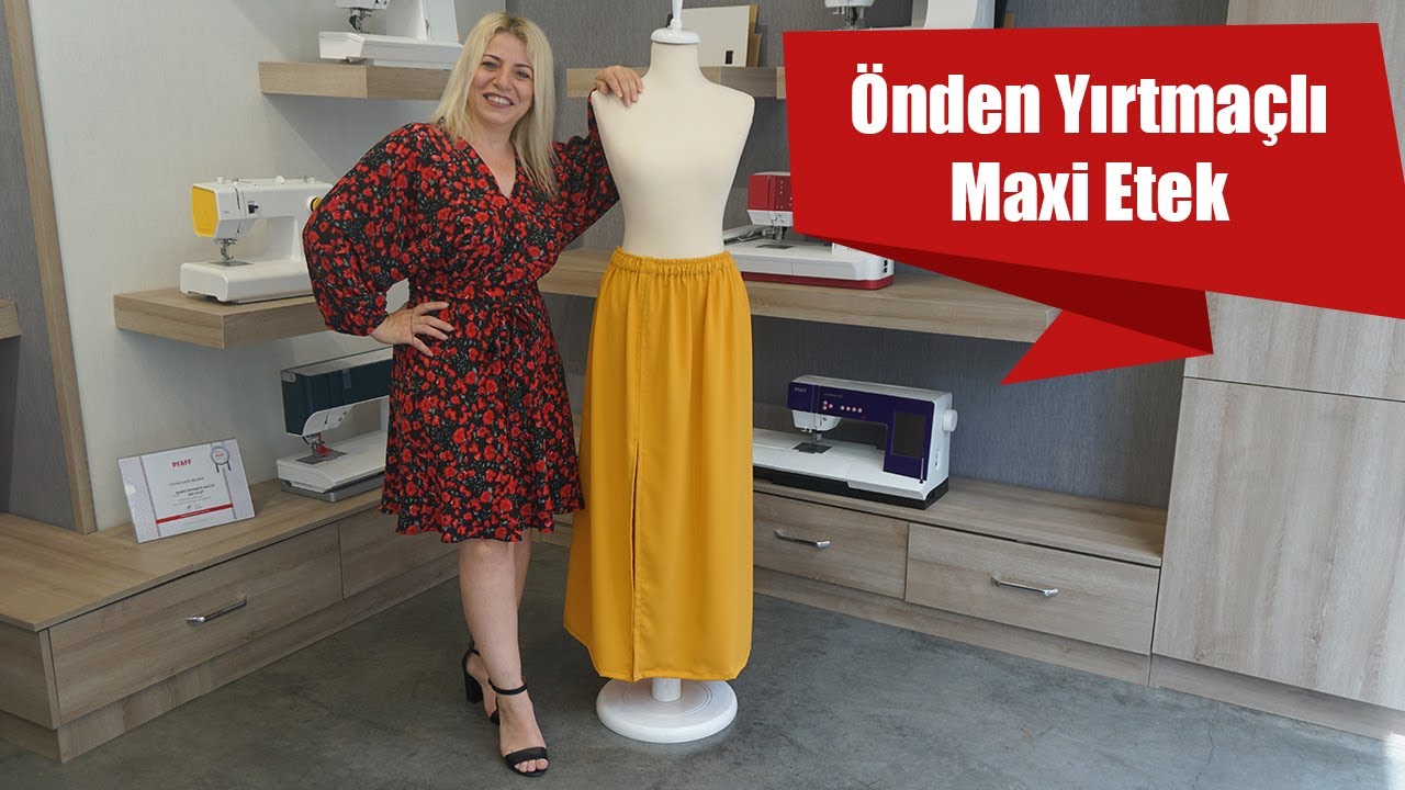 Önden Yırtmaçlı Maxi Etek Dikimi