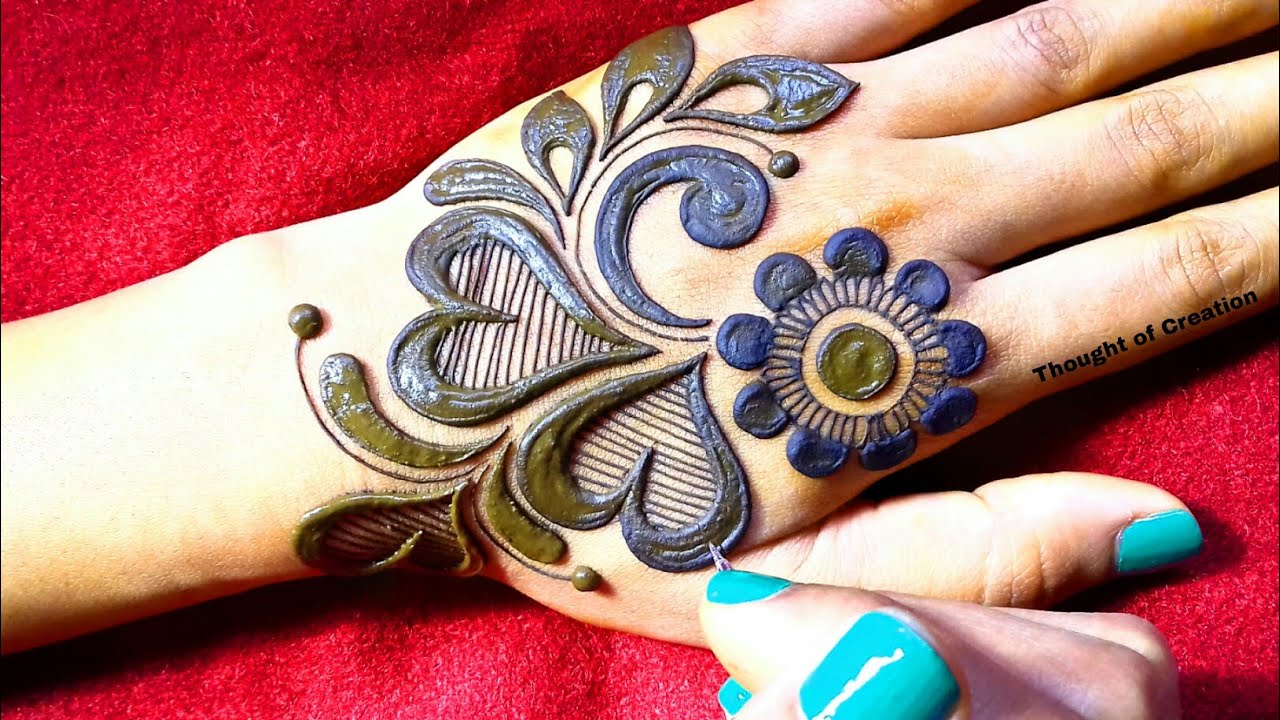 Beautiful Heart Shape Unique Stylish Mehndi Design for Backhand |Thought of Creation