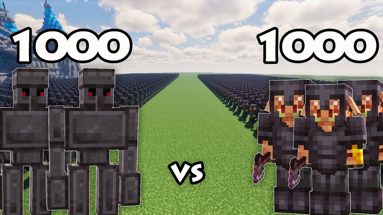1000 Netherite Golems Vs 1000 Netherite Piglin Brute | Minecraft
