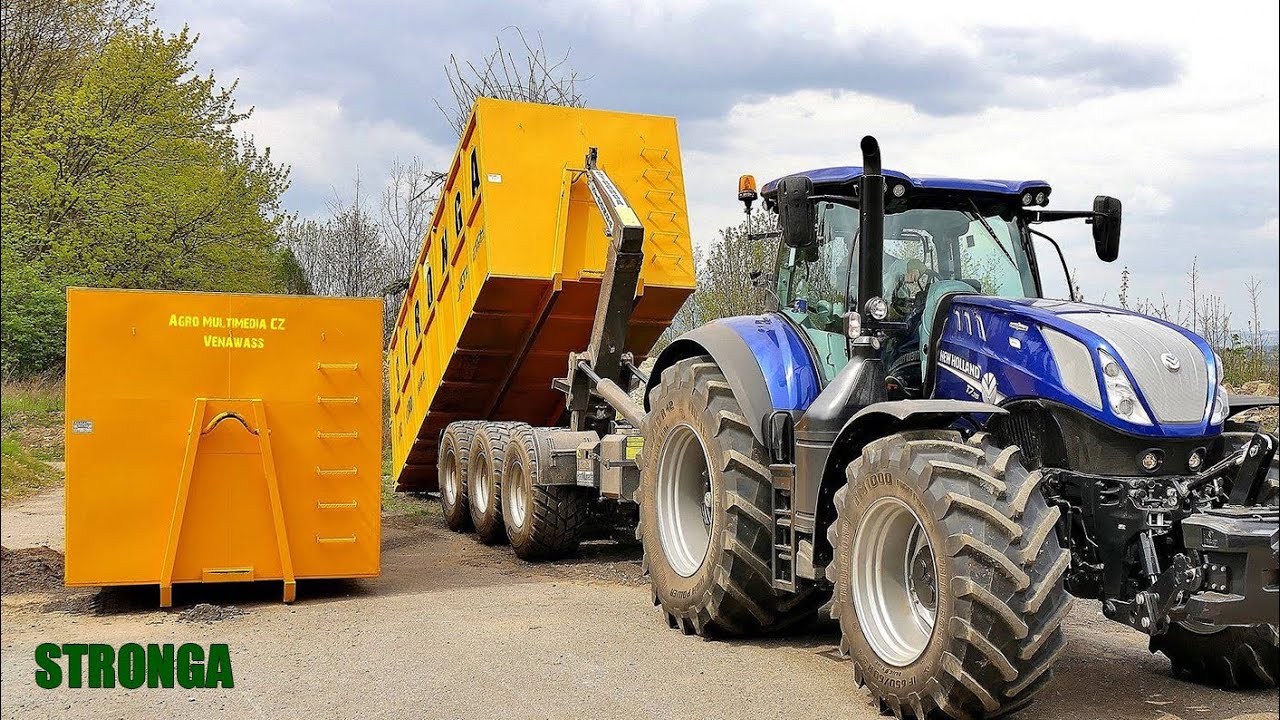 Stronga HookLoada anhænger & New Holland traktor | Transport til containere i Tjekkiet