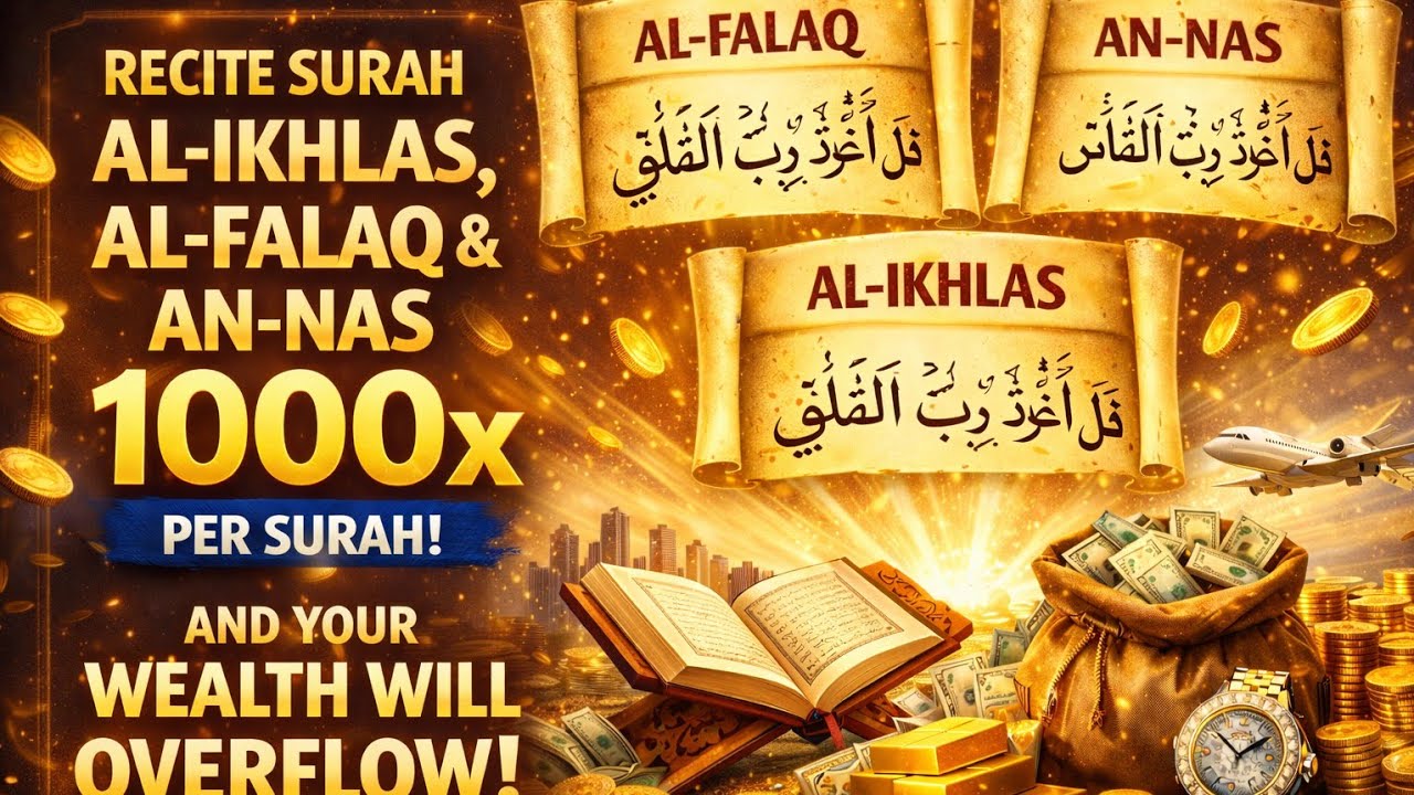Recite Surah Al-Ikhlas, Al-Falaq, & An-Nas 1000X for Abundant Wealth!Unlock Prosperity with Qurani