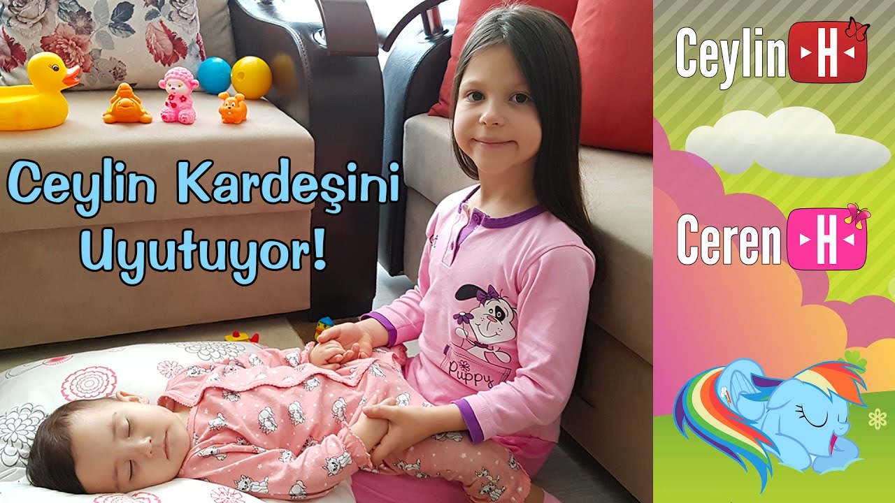 Ceylin Sings Nursery Song for Her Sister Ceren to Put Her to Sleep - Pretend Play Videos for Babies