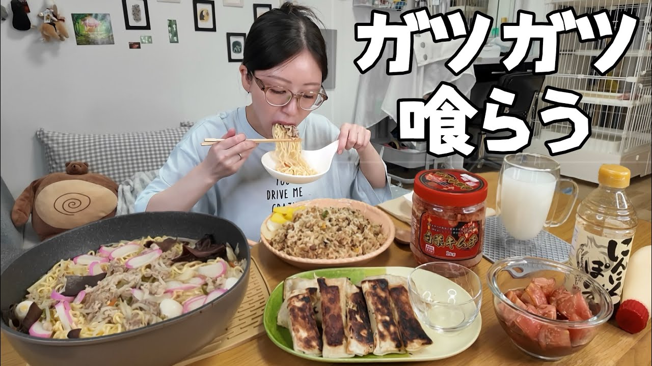 今日も食欲暴走中🔥ちゃんぽん・棒餃子・チャーハン・柿を喰らう
