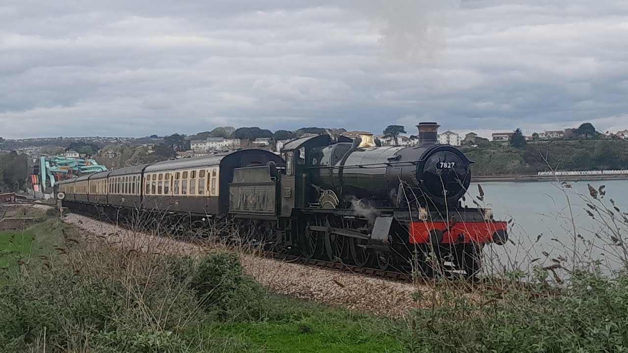 GWR Manor 7827 Lydham Manor storms up Goodrington bank working Kingswear bound service