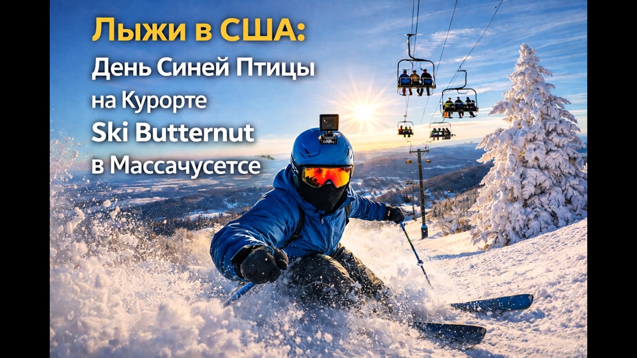 День Синей Птицы: Катаемся на Уютном Горнолыжном Курорте в Массачусетсе 4K #лыжи #горы #сша #gopro