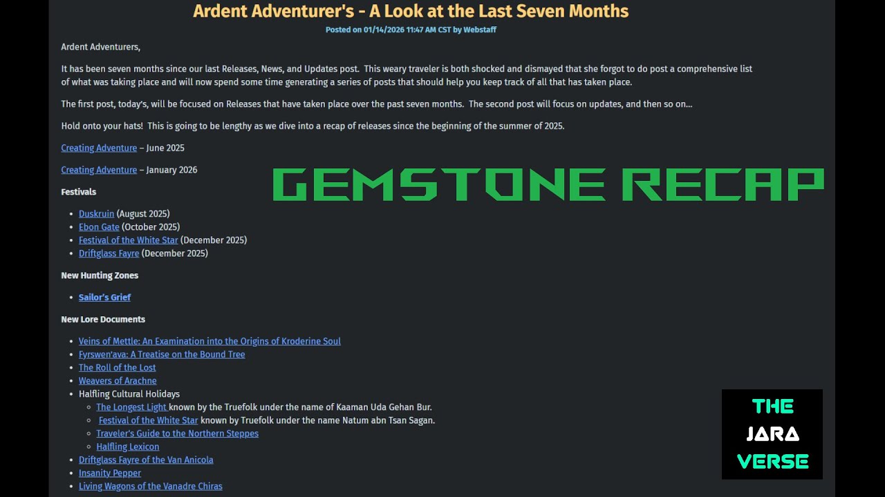 GemStone Recap 1 - Ardent Adventurer's