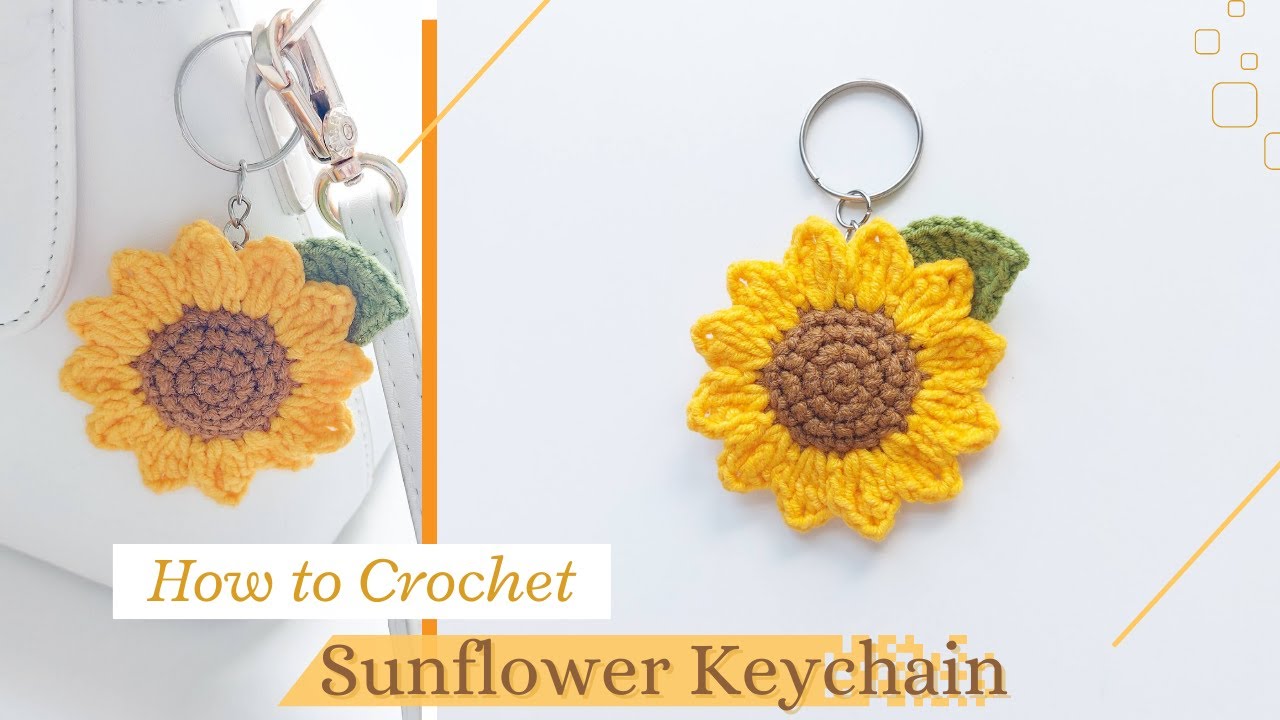 How to Crochet Sunflower Keychain (Bag Charm) | NHÀ LEN