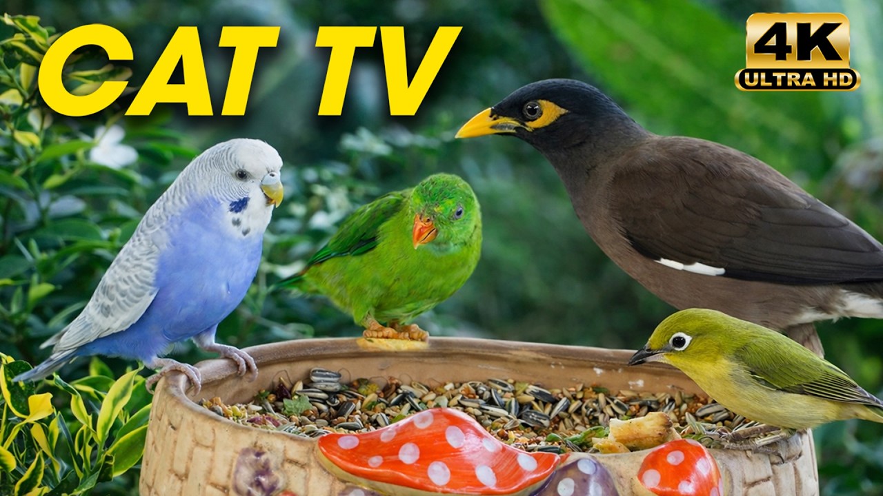 Cat TV 😺 Morning Bird Gathering with Playful Squirrels 🐿 Cat Games 4K HDR