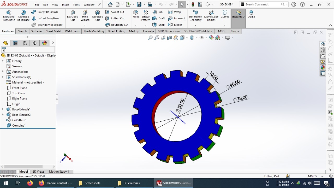 Упражнение 009 по SolidWorks 3D