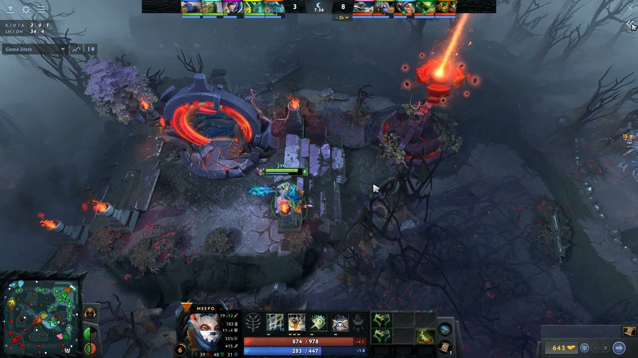 [Dota 2] Meepo 14-1 Safelane against Necro (7.35)