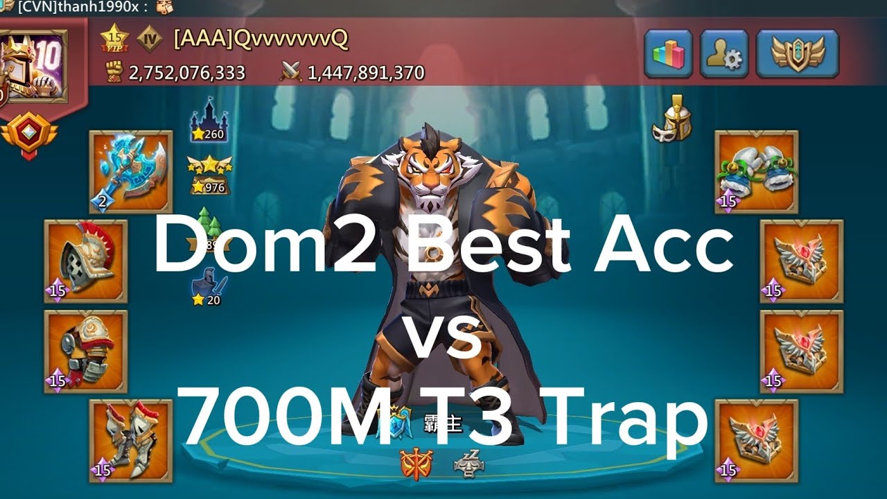 K1800 700M T3 Trap VS Dom2 Best leader - Lords mobile #lordsmobile