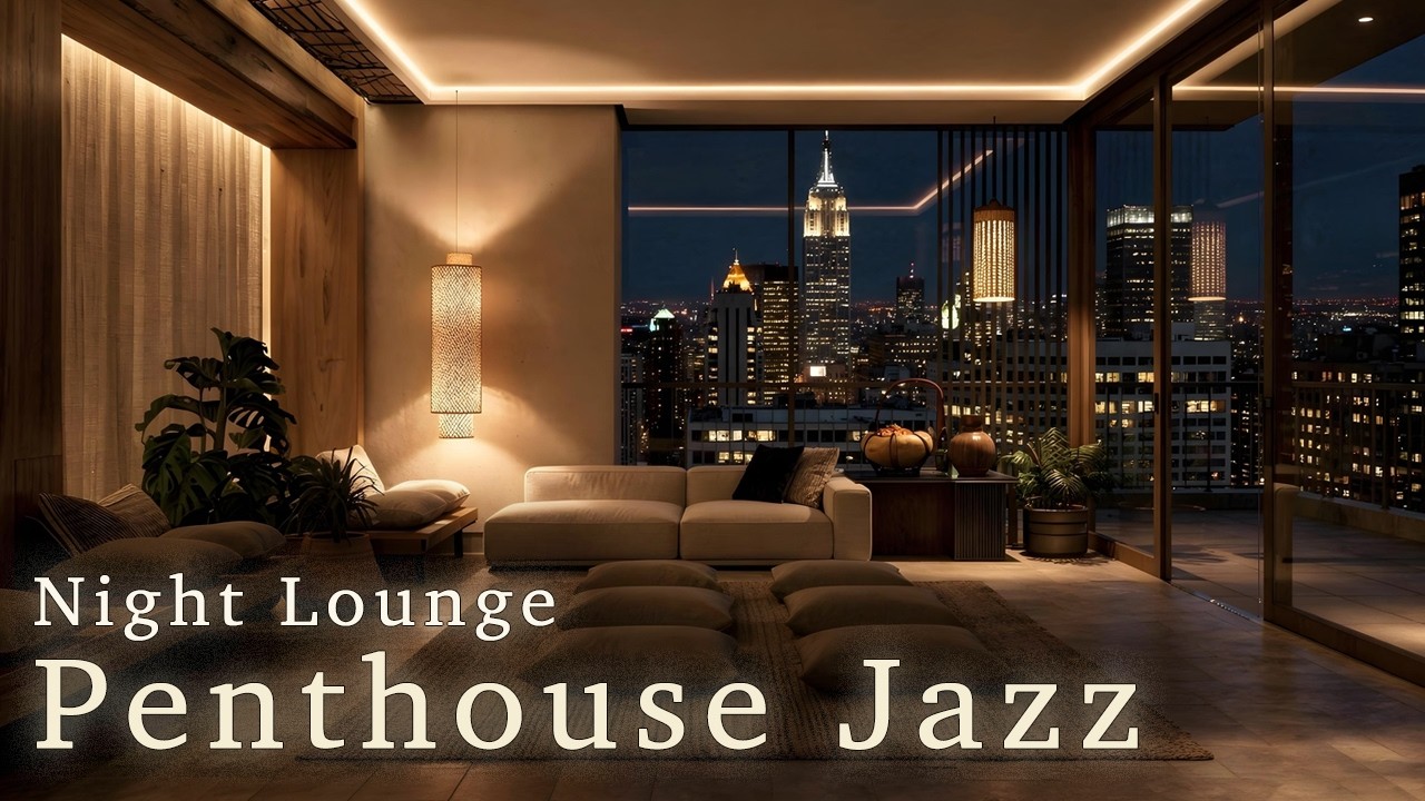 [4K] Night Lounge Jazz — New York Penthouse Skyline Jazz | Above The City Jazz