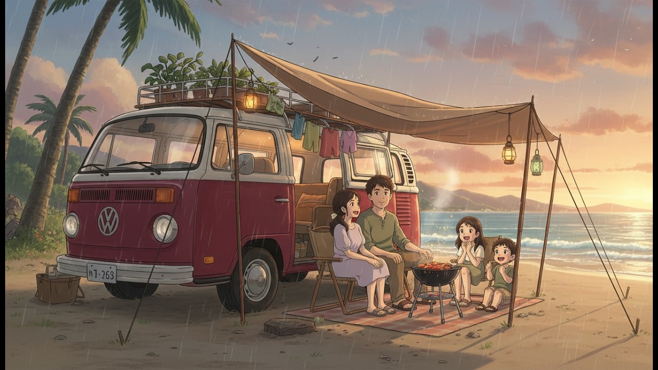 Rainy Road Trip & Cozy Van Life ✨ Cooking & Healing Moments | Ghibli ASMR #cartoon ghibli style