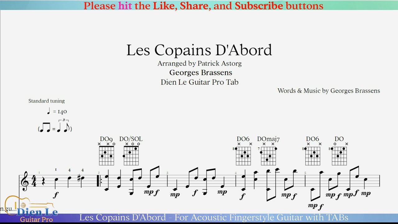 Les Copains D'Abord - For Acoustic Fingerstyle Guitar with TABs
