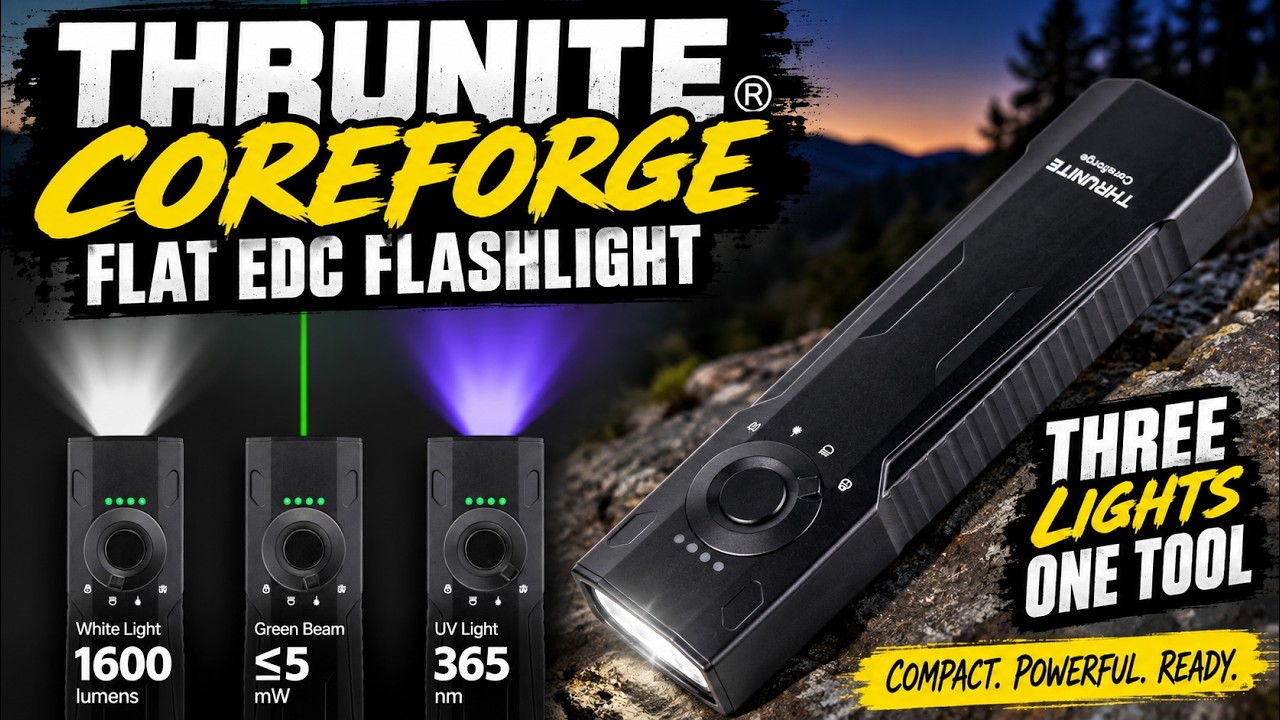 Thrunite CoreForge 3-in-1 Flat EDC LED Flashlight UV & Green Laser