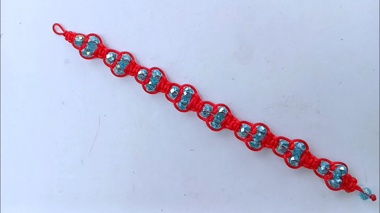 EASY SIMPLE BEADS MACRAME BRACELET TUTORIAL, CARA MEMBUAT GELANG TALI MOTIF 