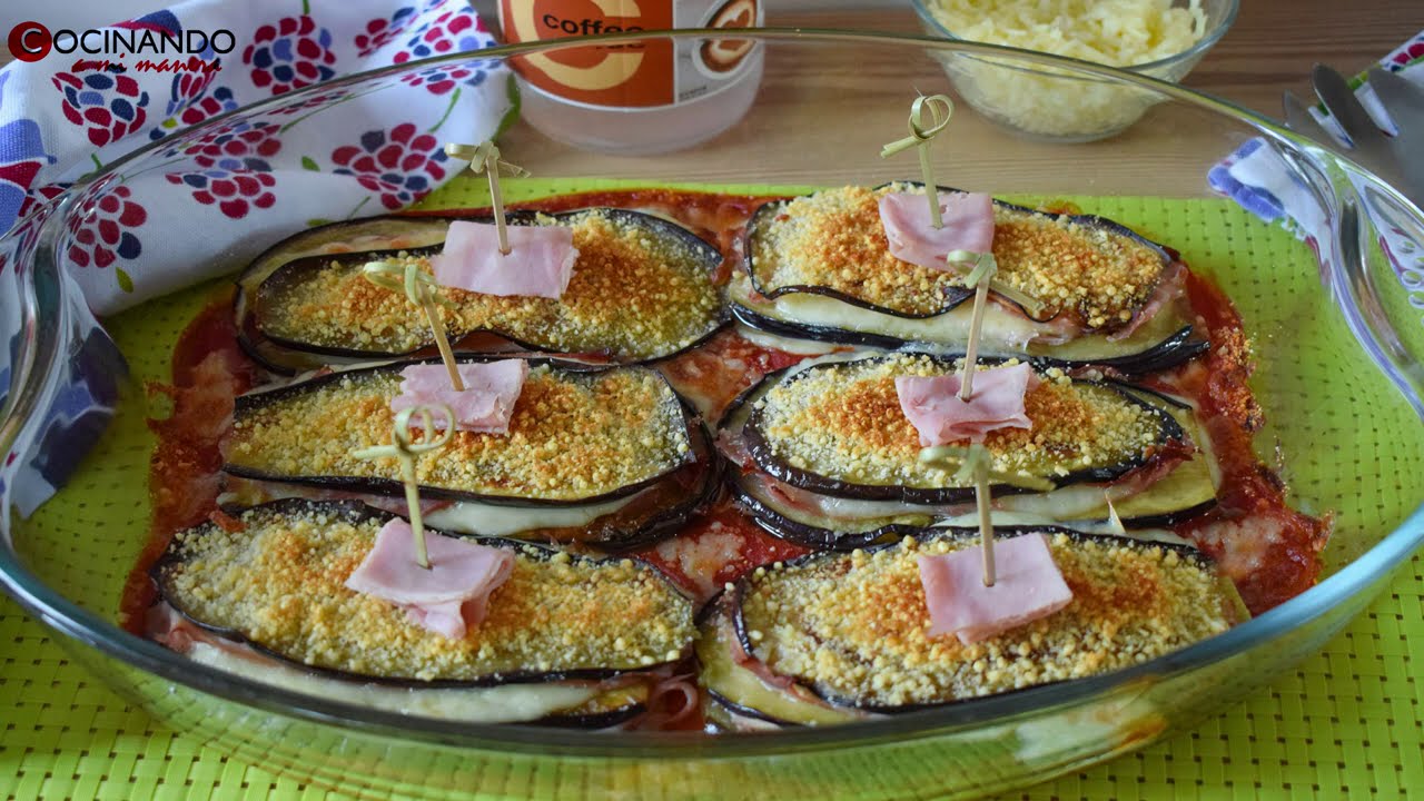 Milhojas de BERENJENAS rellenas de JAMÓN Y QUESO