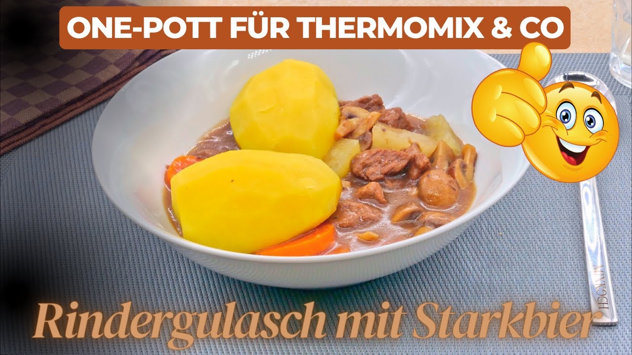 Rindergulasch mit Starkbier  - Leckeres One-Pott Rezept für Thermomix & Co