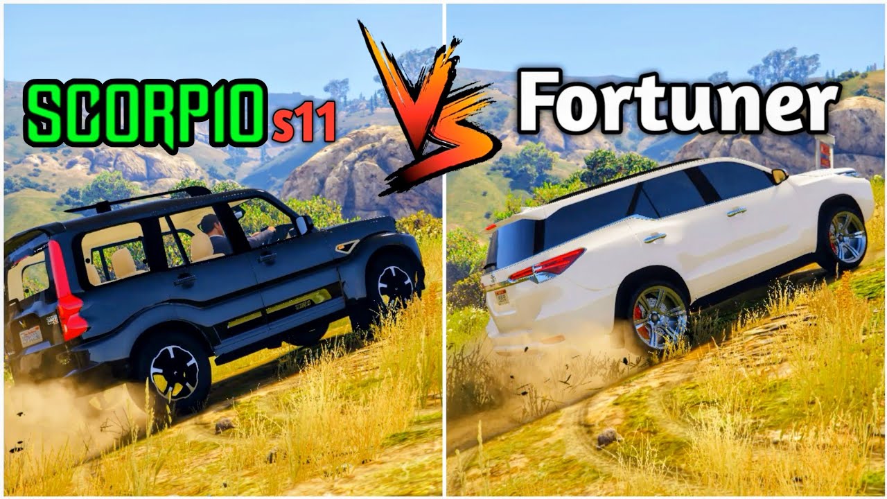 GTA 5: Scorpio S11 vs Toyota Fortuner | Extreme Off-roading Test | Gta 5 Indian Cars 