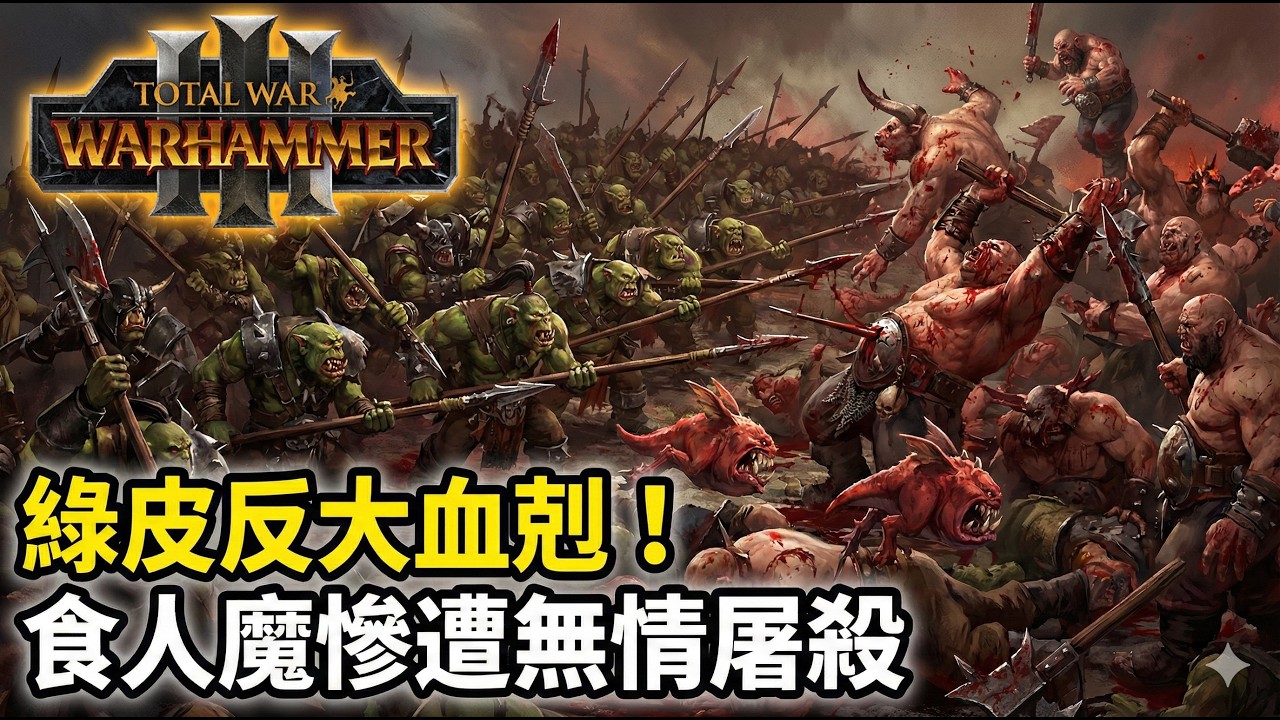 《Total War: Warhammer 3》食人魔的絕對惡夢！綠皮反大部隊點好點滿 種族血剋無情屠殺