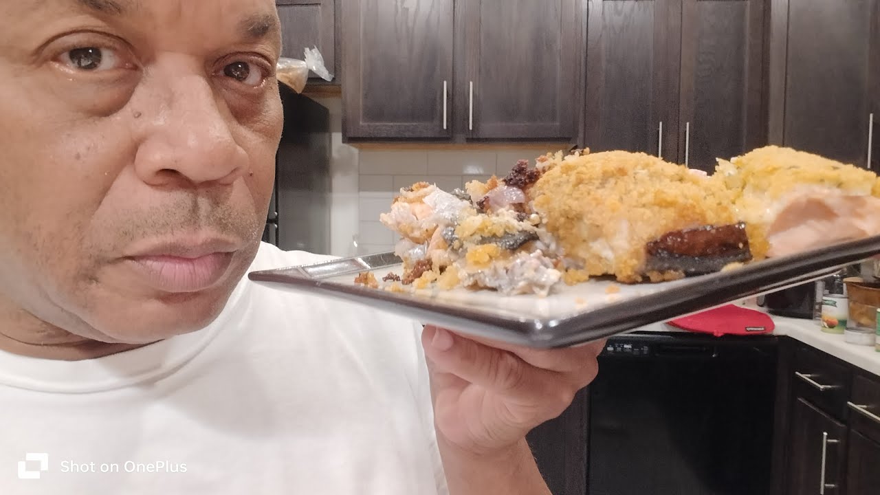 PTsPointofview. is eating Crusted Salmon