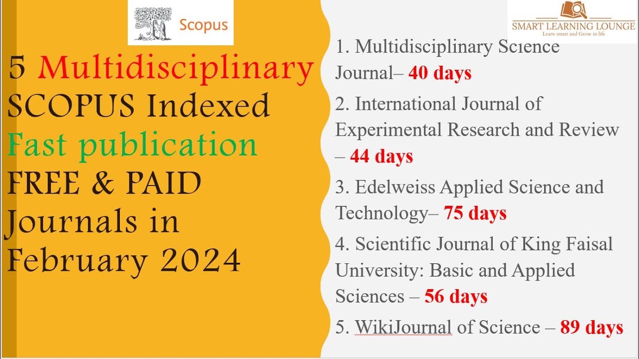 Fast Publication Multidisciplinary Scopus Index/UGC Care List 2 FREE and PAID Journals in Feb 2024