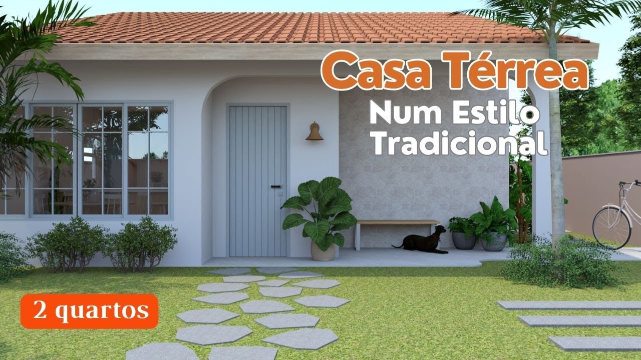 Uma casa com muito verde e um jeito tradicional de morar.