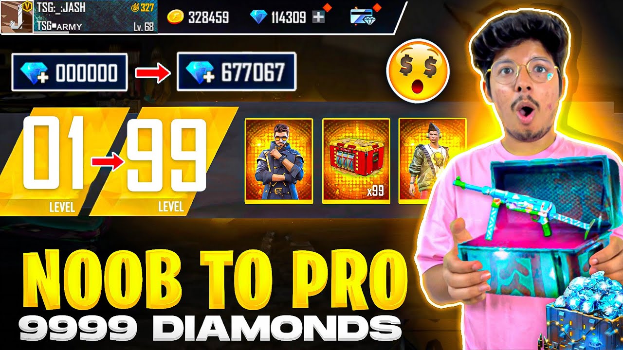 Free Fire I Made Noob Account Pro in 8000 Diamonds😍💎| POOR TO RICH - Garena Free Fire 🔥